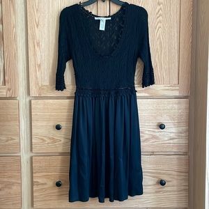 Diane Von Furstenberg Little Black Dress with crochet bodice and pockets